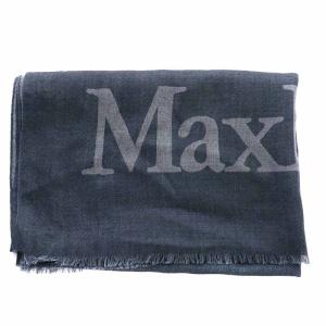 Max Mara ストール マフラー ウール シルク ロゴ 白タグ グレー
