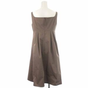 FOXEY NEW YORK ワンピース  キャミワンピース フレアワンピース ジップアップ ひざ丈 リボン 40 M 茶 ブラウン 26230-NAOFA243T