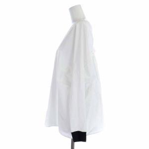 LANVIN en Bleu ブラウス シャツ バイカラー 長袖 38 M 白 ホワイト 黒 ブラック