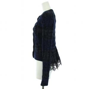 PRADA カーディガン ニット 長袖 レース 40 S 紺 ネイビー グレー