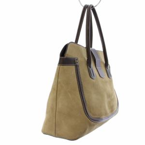 TOD'S トートバッグ ハンドバッグ スエード レザー ベージュ