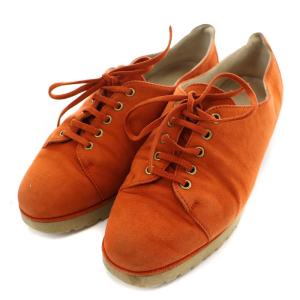 CHANEL オックスフォードシューズ レースアップ アーモンドトゥ スエード ココマーク 22cm オレンジ D