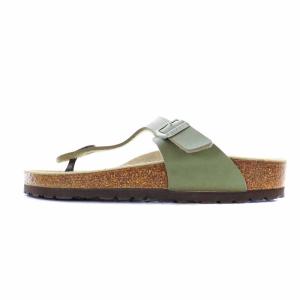 BIRKENSTOCK ギゼ Gizeh トングサンダル コンフォートサンダル フラット レザー ベルト装飾 37 24cm カーキ