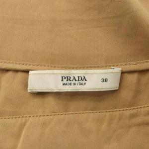PRADA フレアスカート フリル ひざ丈 コットン 38 S 茶 ブラウン