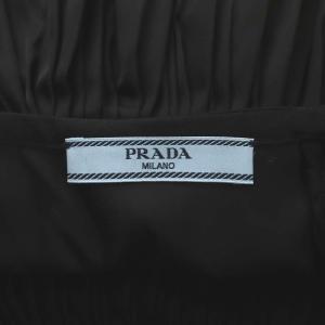 PRADA ギャザースカート フレアスカート ひざ丈 ナイロン 38 S 黒 ブラック
