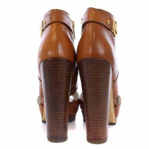 MICHAEL Michael Kors ショートブーツ サンダル チャンキーヒール ロゴ金具 レザー 8M 25cm 茶 ブラウン