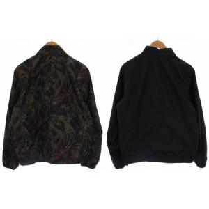 Salvatore Ferragamo ボタニカルリバーシブルガンチーニジップジャケット 総柄 ナイロン 48 カーキ ブラック