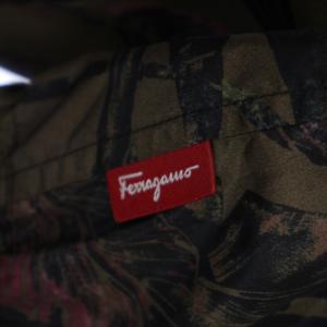 Salvatore Ferragamo ボタニカルリバーシブルガンチーニジップジャケット 総柄 ナイロン 48 カーキ ブラック