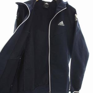 adidas climalite ジャージ セットアップ 上下 フード ジップアップ ジャケット パンツ M 紺 ネイビー X48237