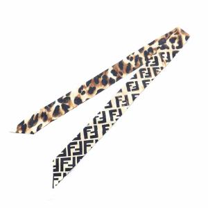 FENDI ラッピー WRAPPY スカーフ シルク ズッカ柄 ヒョウ柄 レオパード柄 茶 ブラウン FXT011 A6DL TU