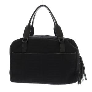 ANYA HINDMARCH ミニボストン トートバッグ タッセル リボン ナイロン レザー 黒 ブラック