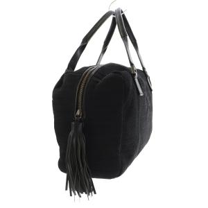 ANYA HINDMARCH ミニボストン トートバッグ タッセル リボン ナイロン レザー 黒 ブラック