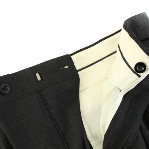 HERMES スラックス パンツ ジップフライ タグ付き ウール 50 M チャコールグレー