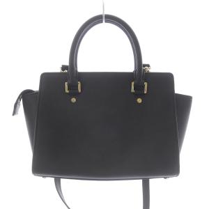 MICHAEL Michael Kors Selma Medium Top Zip Satchel ハンドバッグ ショルダーバッグ 2way ロゴ レザー 黒 ブラック