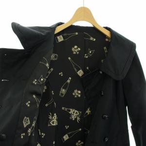 Lois CRAYON ダブルコート アウター ミドル 裏地総柄 M 黒 ブラック