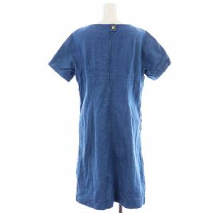 J&M DAVIDSON ワンピース ボートネック ひざ丈 半袖 デニム 8 S?M 青 ブルー