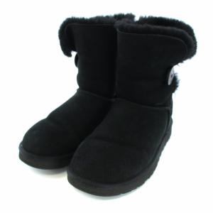 UGG australia ベイリーボタン 2 W BAILEY BUTTON 2 ショートブーツ ムートンブーツ USA7 24cm 黒 ブラック S/N5803