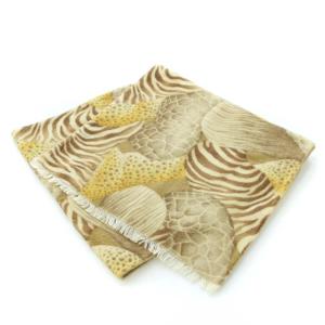 マフラー アニマル柄 ゼブラ レオパード ウール シルク混 茶 ブラウン