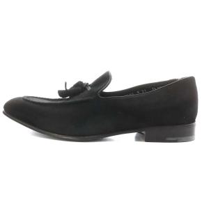 Salvatore Ferragamo シューズ ハラコ フリンジ 7.5EE 25.5cm 黒 ブラック