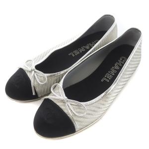 バレエシューズ ココマーク 編み込み リボン 23cm メタリックシルバー