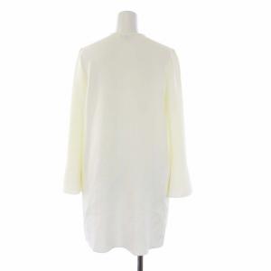 TO BE CHIC ニットカーディガン 長袖 ロング ジップアップ フレアスリーブ ビジュー 40 M 白 ホワイト