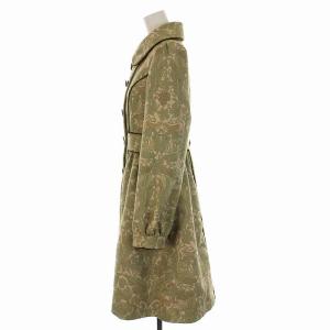 Lois CRAYON ジャガード コート ロング ダブルボタン 花柄 アウター M カーキ ベージュ サンプル品