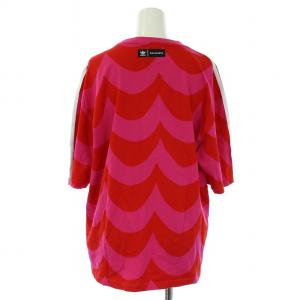 adidas Originals マリメッコ marimekko PAKAIAN オーバーサイズ Tシャツ カットソー 半袖 ライン 総柄 OT XL 赤 レッド