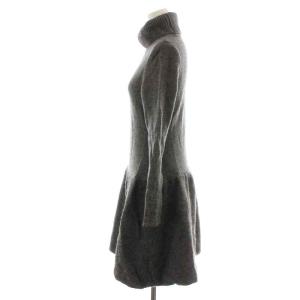 René ワンピース ニット ひざ丈 コクーン 長袖 タートルネック 切替 ウール アンゴラ混 カシミヤ混 38 L グレー