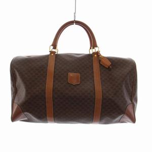 マカダム柄 ボストンバッグ レザー ブラウン