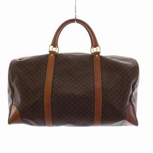 CELINE マカダム柄 ボストンバッグ レザー ブラウン