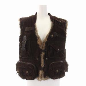 コーデュロイ ハンティング ベスト ファー 38 ブラウン