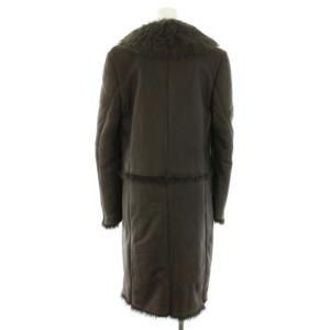 GUCCI レザーフェイクファーコート 38 ブラウン