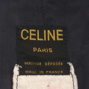 CELINE ヴィンテージ ロングコート ダブル コート マカダムボタン ベルト ネイビー