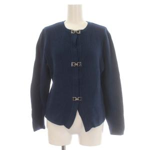 カーディガン ガンチーニ ニット ウール100％ M 青 ブルー