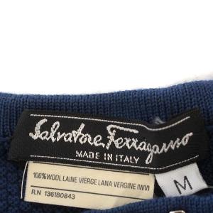 Salvatore Ferragamo カーディガン ガンチーニ ニット ウール100％ M 青 ブルー