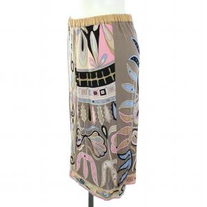 Emilio Pucci スカート プッチ柄 総柄 タイト ひざ丈 12 ベージュ マルチカラー