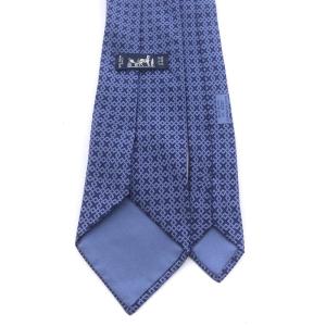 HERMES シルクツイルタイ ネクタイ レギュラータイ 総柄 絹 紺 ネイビー 青 ブルー 5224 IA OH