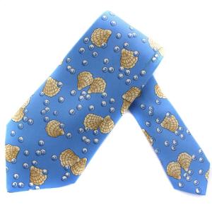 ネクタイ 真珠 シルク フランス製 青 ブルー 7495 IA