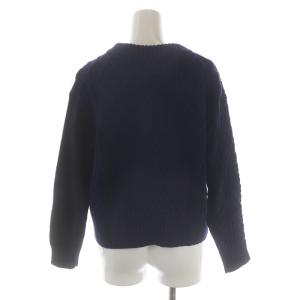 sacai luck ニット セーター ケーブル シャギー クルーネック プルオーバー 長袖 ウール アンゴラ混 1 S 紺 ネイビー 黒 ブラック
