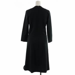 JIL SANDER 17AW タックフレアワンピース ひざ丈 Vネック 長袖 34 XS 黒 ブラック