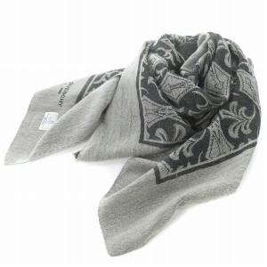 ストール 大判 総柄 グレー チャコールグレー