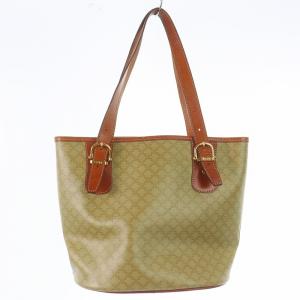 CELINE ヴィンテージ トートバッグ ハンドバッグ マカダム柄 PVCレザー ベージュ