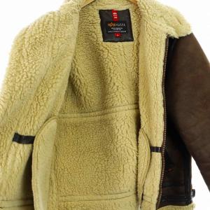 ALPHA INDUSTRIES B-3 フライトジャケット ブルゾン フェイクムートン ジップアップ 裏ボア M 茶 ブラウン TA1334-068