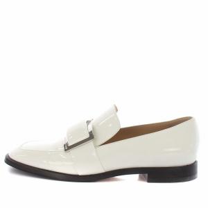 Sergio Rossi ローファー エナメル バックル スクエアトゥ 37.5 24.5cm 白 ホワイト