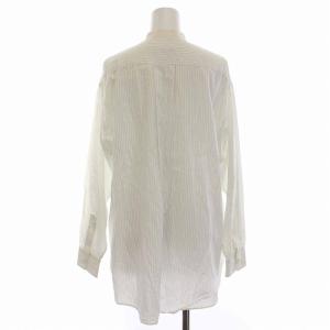 COMME des GARCONS シャツ ブラウス バンドカラー ストライプ 長袖 白 ホワイト グレー /YM