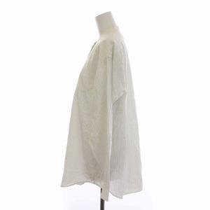 COMME des GARCONS シャツ ブラウス バンドカラー ストライプ 長袖 白 ホワイト グレー /YM