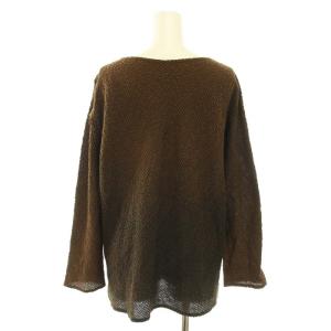 JURGEN LEHL カットソー ブラウス ボートネック 長袖 フリル グラデーション 絹混 シルク混 M 茶 ブラウン