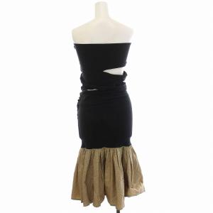 Jean Paul GAULTIER ワンピース ひざ丈 変形 チューブトップ ベアトップ 異素材 切替 9 ブラック ベージュ