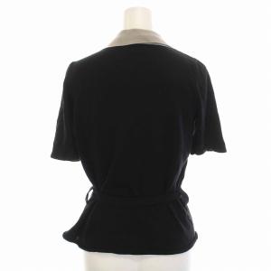 FENDI カーディガン ニット 羽織り コットン カシミヤ混 半袖 40 M 黒 ブラック グレー