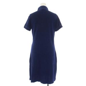 LACOSTE ベーシックポロドレス ワンピース ひざ丈 半袖 デニム襟 ロゴ 36 M 紺 ネイビー